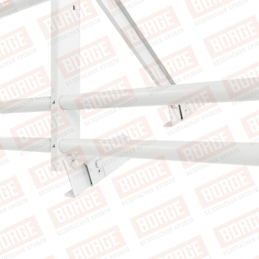 Ограждение кровельное Русский Рубеж H-60см, 3м, для фальцевой кровли, сигнально-белый (RAL 9003), с двумя доп. трубами