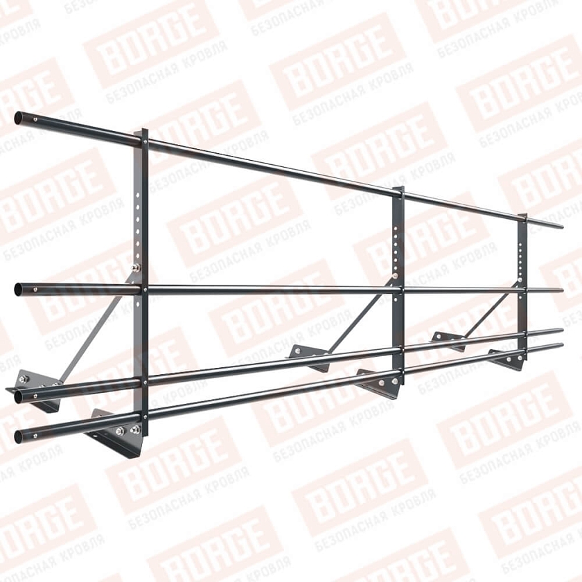 Ограждение декоративное NewLine H-60см, 3м, для фальц. кров., антрацитово-серый (RAL 7016), с двумя доп. трубами