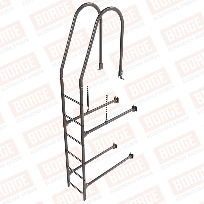 Комплект лестница фасадная BORGE (верхняя секция), 1,8м, серо-коричневый (RAL 8019)