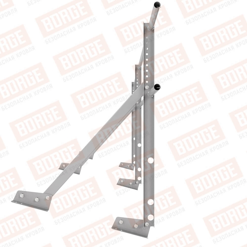 Ограждение кровельное Русский Рубеж H-90см, 3м, для фальцевой кровли, сигнально-серый (RAL 7004)