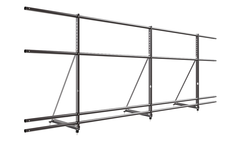 Ограждение кровельное NewLine H-90см, 3м, серо-коричневый (RAL 8019), с двумя доп. трубами