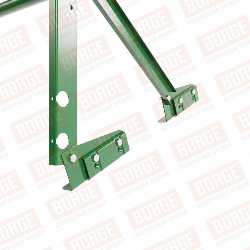 Ограждение кровельное Русский Рубеж H-60см, 3м, для фальцевой кровли, лиственно-зеленый (RAL 6002)