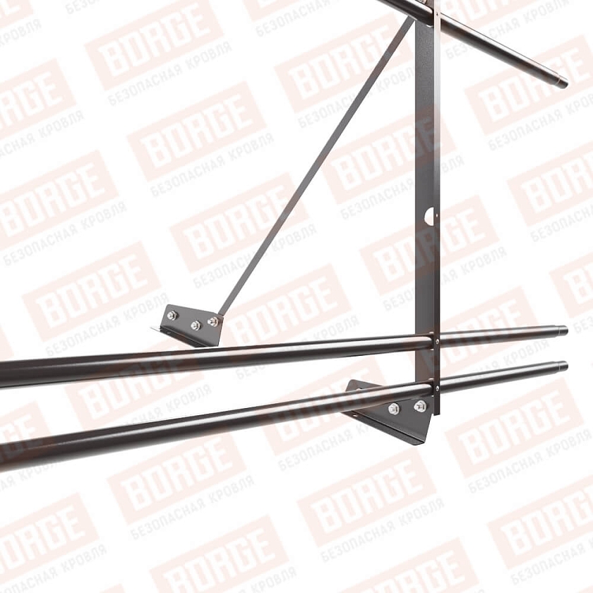 Ограждение декоративное NewLine H-90см, 3м, для фальц. кров., серо-коричневый (RAL 8019), с двумя доп. трубами