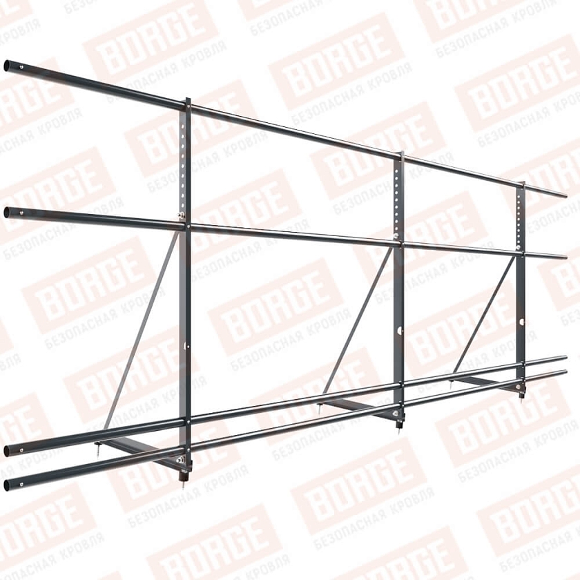 Ограждение декоративное NewLine H-90см, 3м, антрацитово-серый (RAL 7016), с двумя доп. трубами