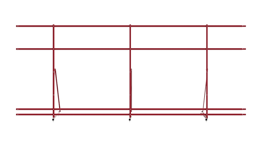 Ограждение кровельное NewLine H-120см, 3м, рубиново-красный (RAL 3003), с двумя доп. трубами