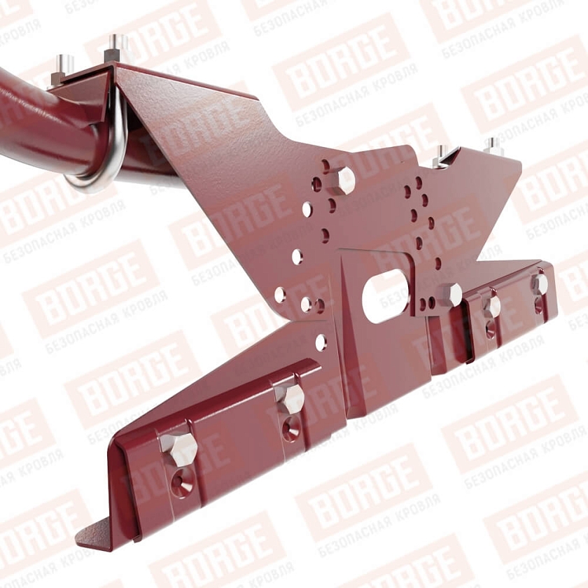 Ограждение кровельное BORGE H-90см, 3м, для фальцевой кровли, красное вино (RAL 3005)