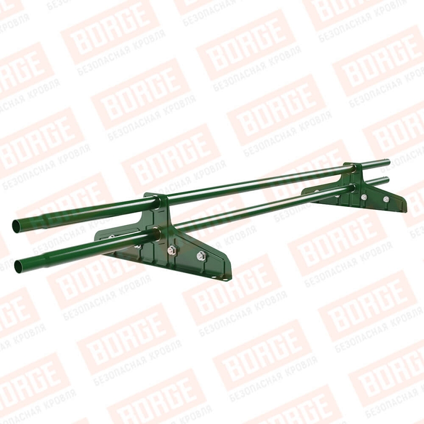 Снегозадержатель трубчатый Русский Рубеж D-25мм, 1,5м, 2 опоры, для фальц. кров., лиственно-зеленый (RAL 6002)