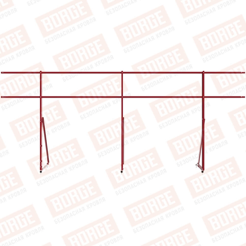 Ограждение кровельное Русский Рубеж H-120см, 3м, рубиново-красный (RAL 3003)