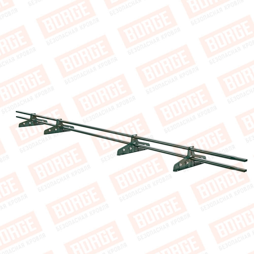 Снегозадержатель трубчатый Русский Рубеж 20х40мм, 3м, 4 опоры, для фальц. кровли, зеленый мох (RAL 6005)