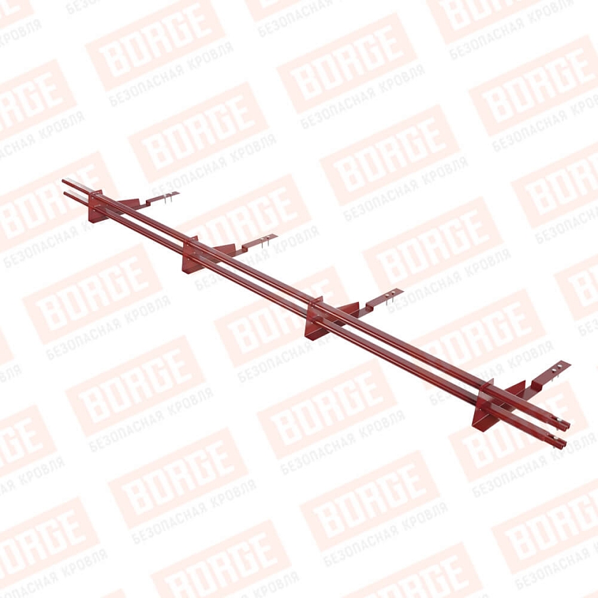 Снегозадержатель трубчатый BORGE 3м, 4 опоры, для композитной черепицы, коричнево-красный (RAL 3011)