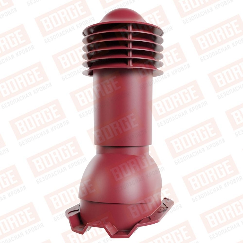 Труба вентиляционная Viotto, для профнастила С21, d-110мм, h-550мм, неутепленная, красное вино (RAL 3005)