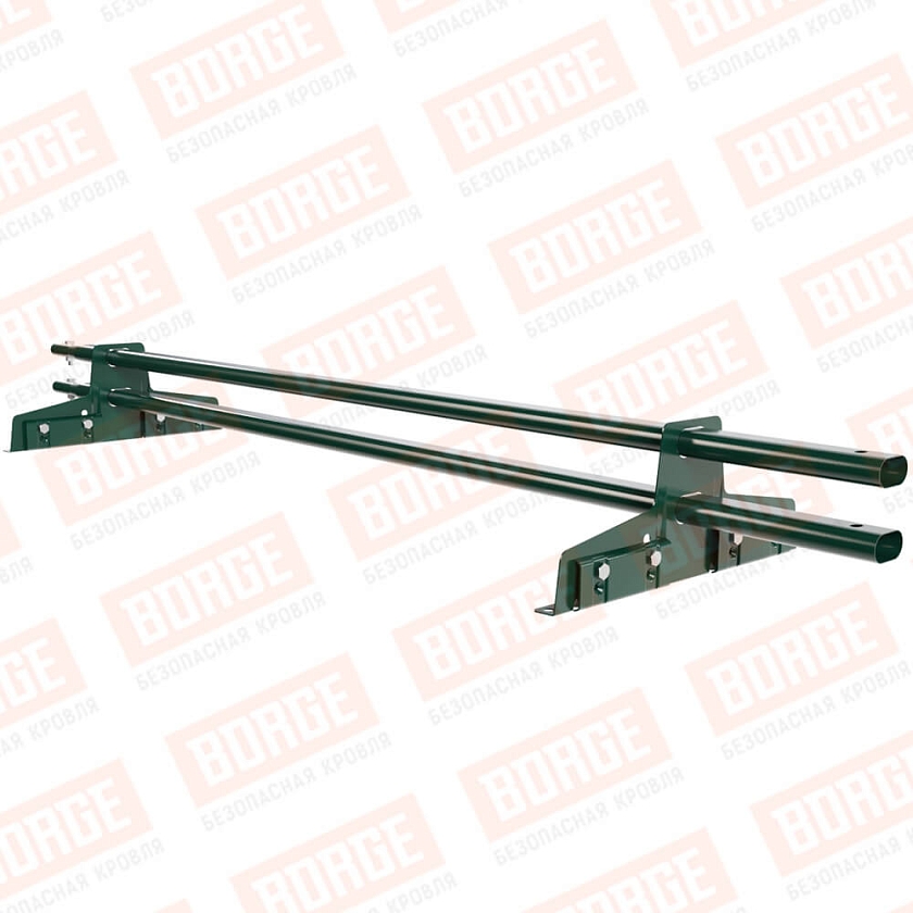 Снегозадержатель трубчатый Русский Рубеж 25х45мм, 1,5м, 2 опоры, для фальц. кров., зеленый мох (RAL 6005)