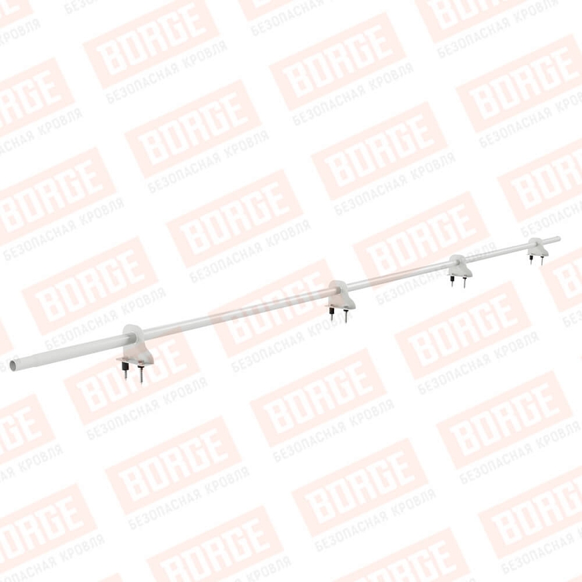 Снегозадержатель однотрубчатый NewLine 3м, D-25мм, 4 опоры, сигнально-белый (RAL 9003)