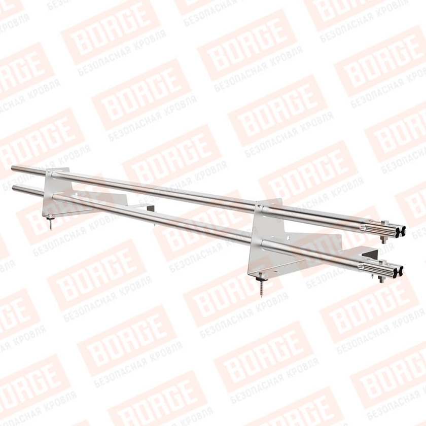 Снегозадержатель трубчатый BORGE 1,5м, 2 опоры, для МЧ с выс. ступ., цинк, 400мм