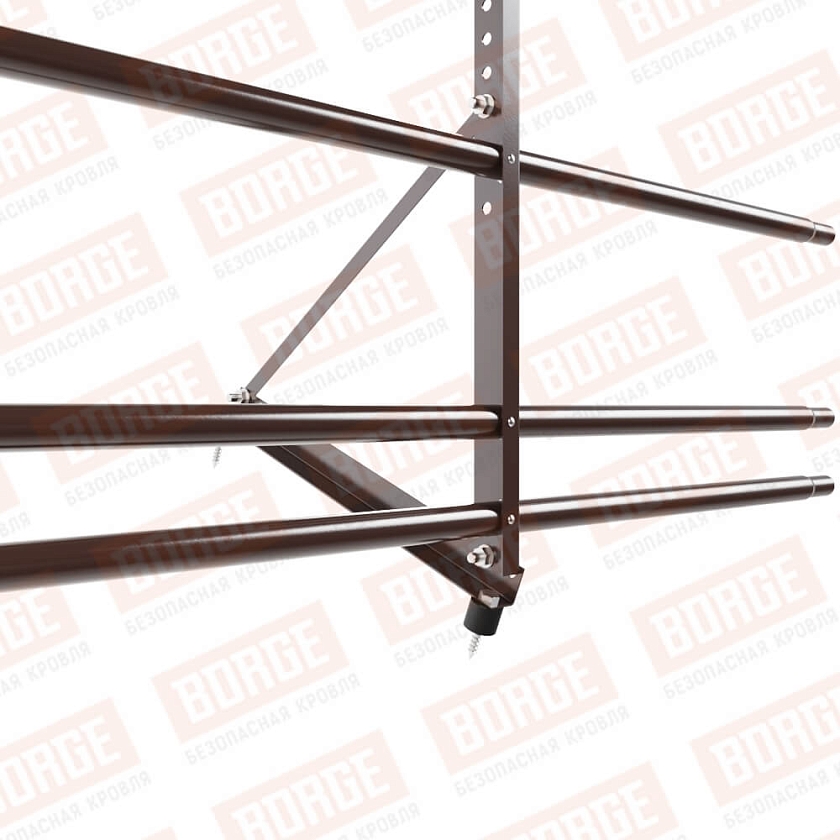 Ограждение декоративное NewLine H-60см, 3м, коричневый шоколад (RAL 8017), с двумя доп. трубами