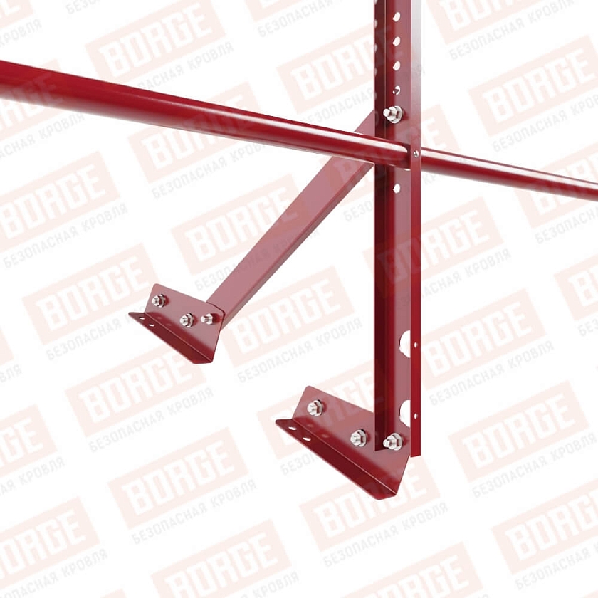 Ограждение кровельное Русский Рубеж H-60см, 3м, для фальцевой кровли, рубиново-красный (RAL 3003)