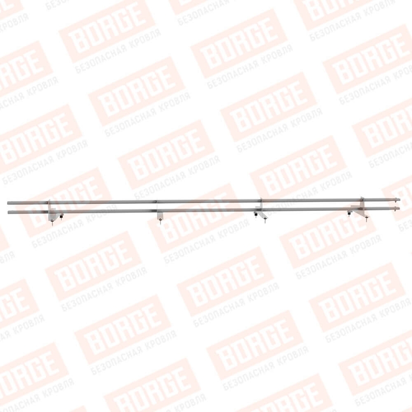 Снегозадержатель трубчатый Русский Рубеж 3м, 4 опоры, для МЧ с выс. ступенькой, сигнально-серый (RAL 7004), 400мм