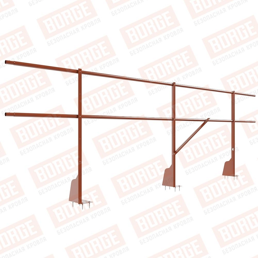 Ограждение плоских кровель NewLine Н-90, 3м, верхнее крепление, терракотовый (RAL 8004)