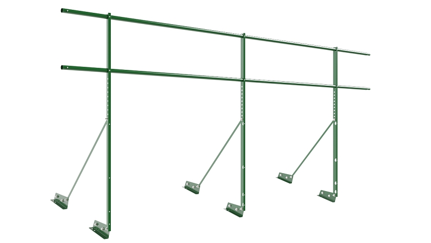 Ограждение кровельное NewLine H-120см, 3м, для фальцевой кровли, лиственно-зеленый (RAL 6002)