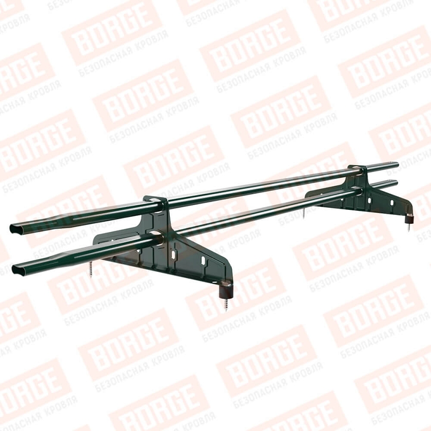 Снегозадержатель трубчатый Русский Рубеж 20х40мм, 1,5м, 2 опоры, зеленый мох (RAL 6005)