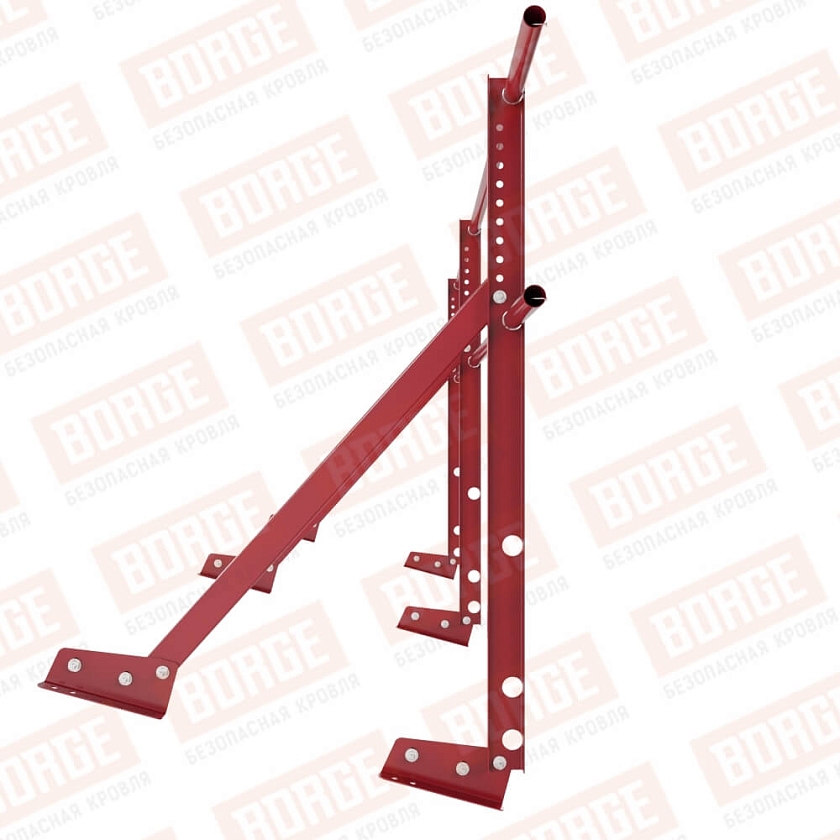 Ограждение кровельное Русский Рубеж H-90см, 3м, для фальцевой кровли, рубиново-красный (RAL 3003)