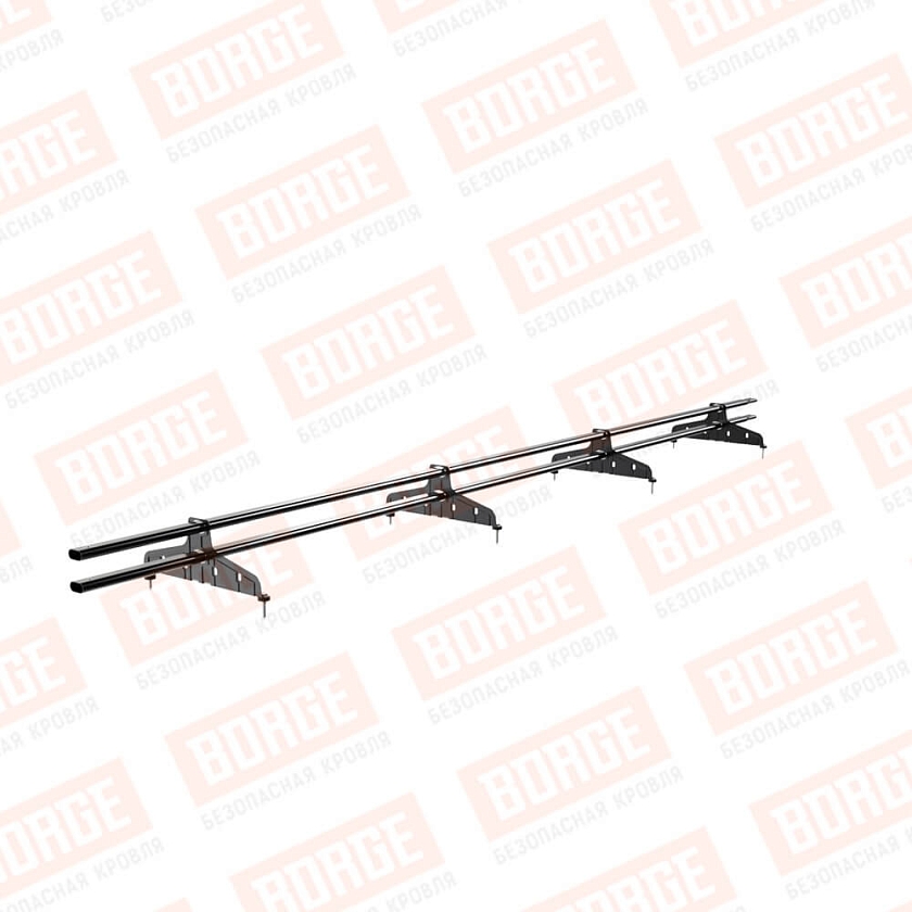 Снегозадержатель трубчатый Русский Рубеж 20х40мм, 3м, 4 опоры, чёрный (RAL 9005)