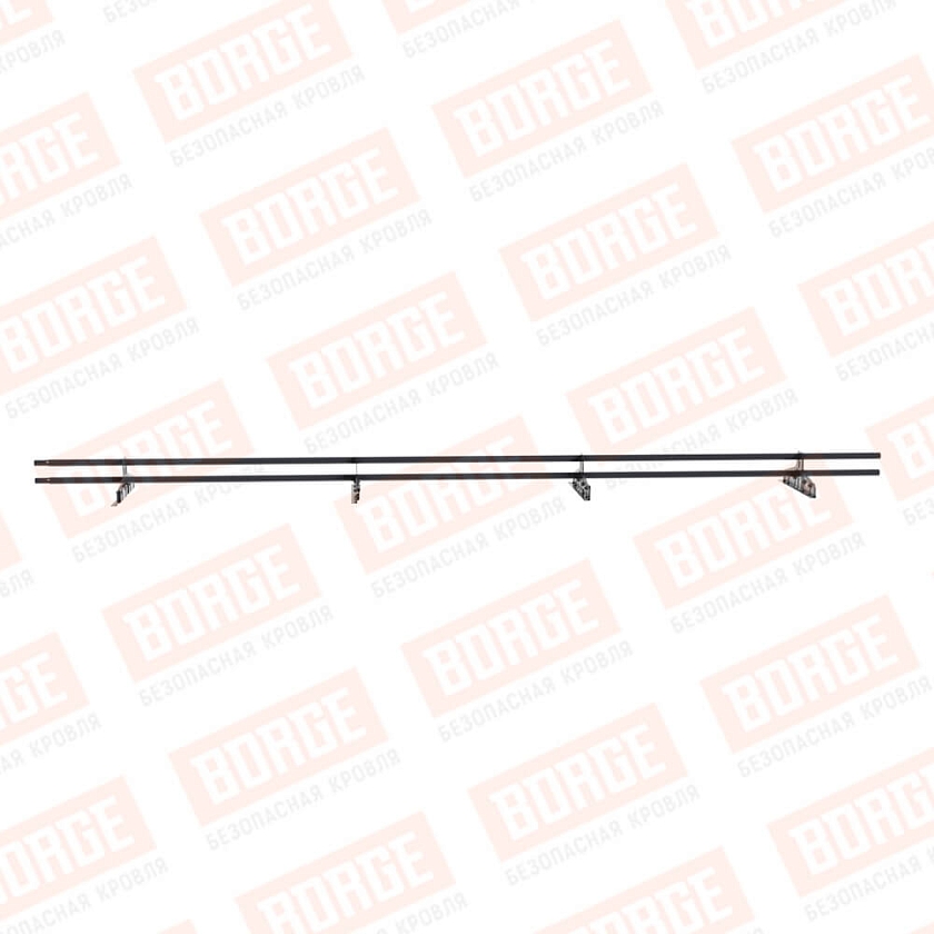 Снегозадержатель трубчатый Русский Рубеж D-25мм, 3м, 4 опоры, для фальц. кровли, серый графит (RAL 7024)