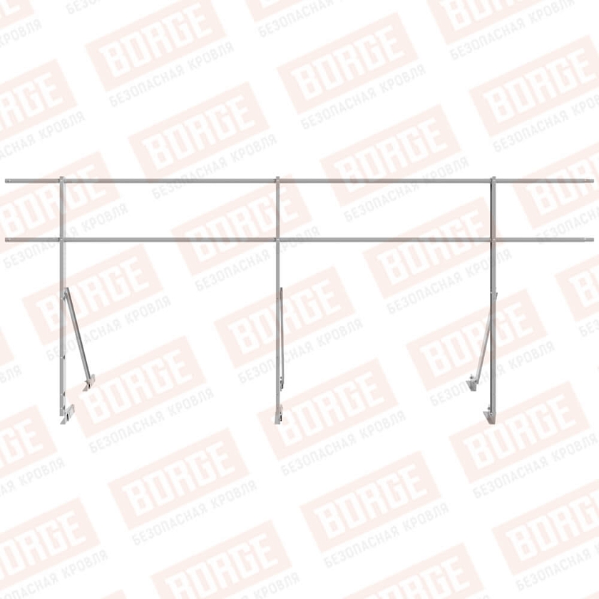 Ограждение кровельное Русский Рубеж H-120см, 3м, для фальцевой кровли, сигнально-серый (RAL 7004)