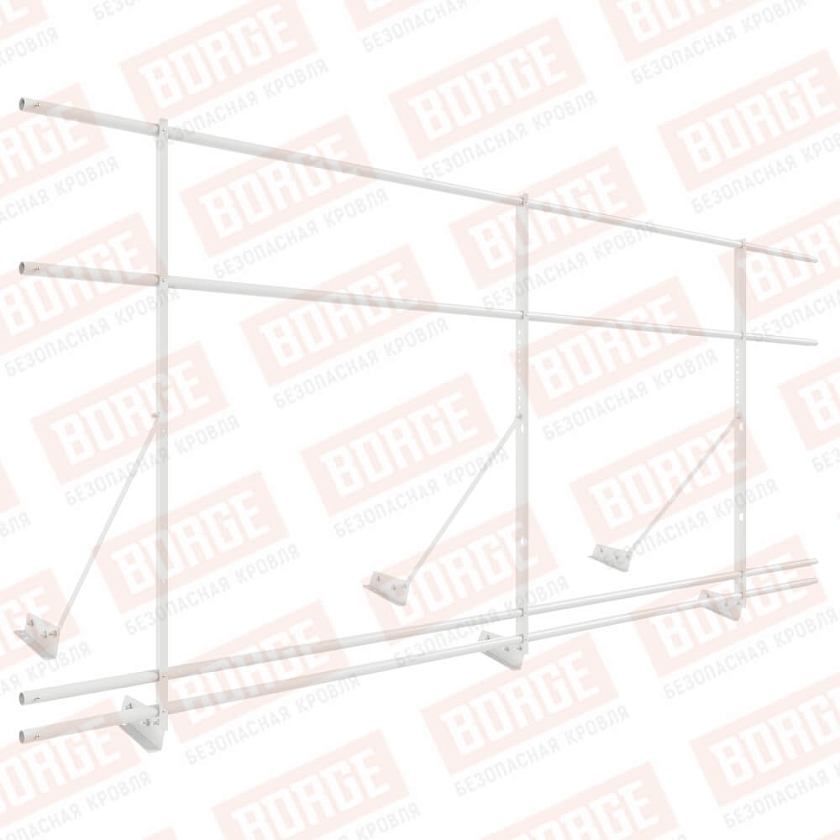 Ограждение декоративное NewLine H-120см, 3м, для фальц. кров., сигнально-белый (RAL 9003), с двумя доп. трубами