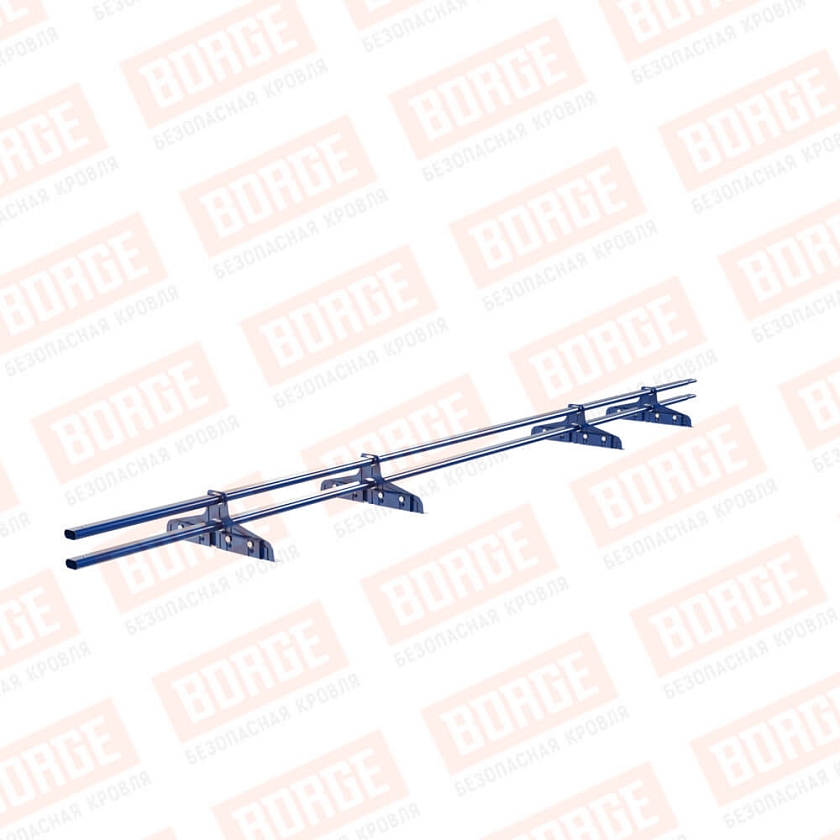 Снегозадержатель трубчатый Русский Рубеж 20х40мм, 3м, 4 опоры, для фальц. кровли, сигнально-синий (RAL 5005)