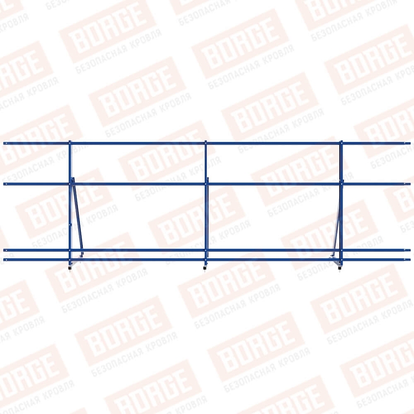 Ограждение кровельное Русский Рубеж H-90см, 3м, сигнально-синий (RAL 5005), с двумя доп. трубами