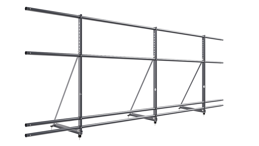 Ограждение кровельное NewLine H-90см, 3м, серый графит (RAL 7024), с двумя доп. трубами