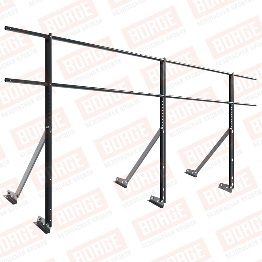 Ограждение кровельное Русский Рубеж H-120см, 3м, для фальцевой кровли, антрацитово-серый (RAL 7016)