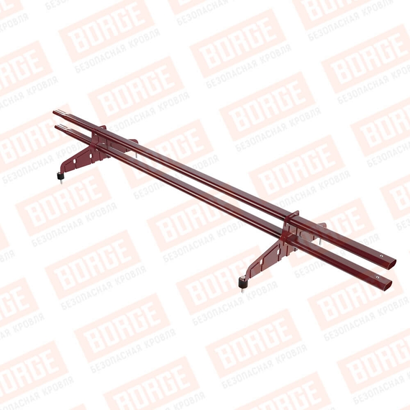Снегозадержатель трубчатый Русский Рубеж 20х40мм, 1,5м, 2 опоры, красное вино (RAL 3005)