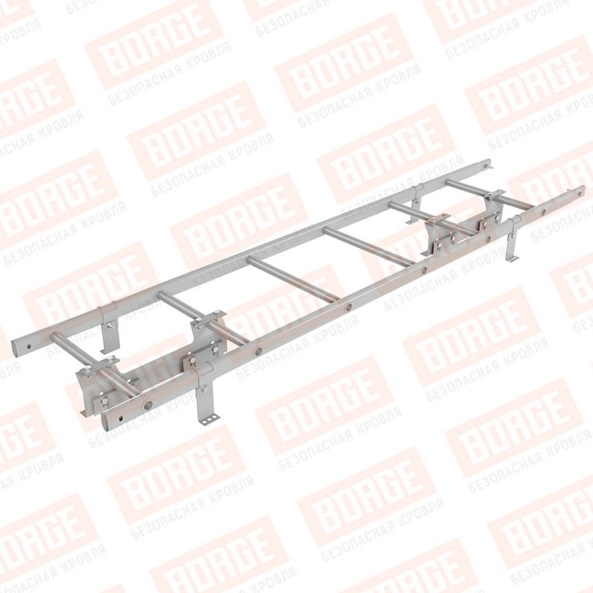 Комплект лестница кровельная NewLine 1,8м, для фальцевой кровли, бело-алюминиевый (RAL 9006)