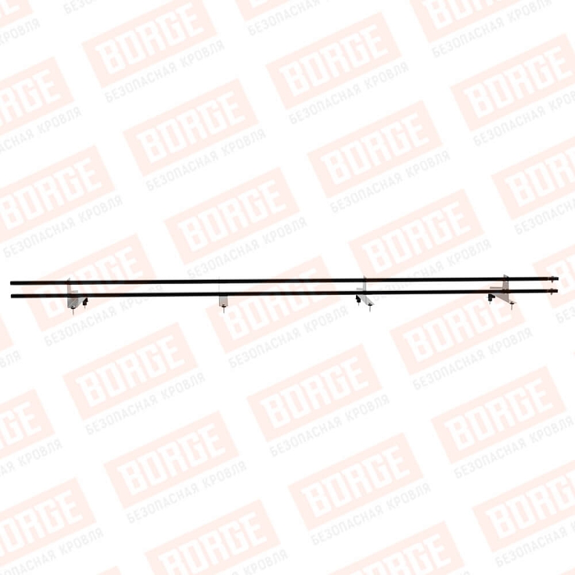 Снегозадержатель трубчатый BORGE 3м, 4 опоры, для МЧ с выс. ступен., чёрный (RAL 9005), 350мм