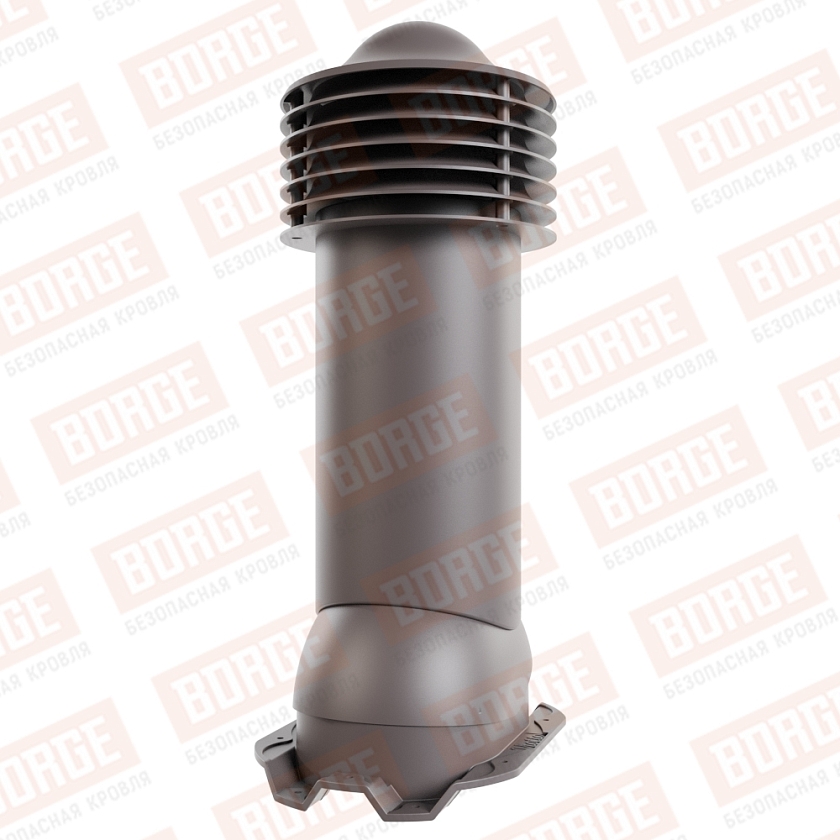 Труба вентиляционная Viotto, для профнастила С21, d-125мм, неутепленная, серо-коричневый (RAL 8019)