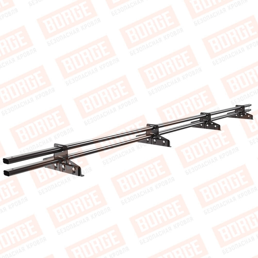 Снегозадержатель трубчатый BORGE 3м, 4 опоры, для фальцевой кровли, серо-коричневый (RR 32)