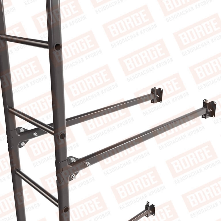 Комплект лестница фасадная BORGE (нижняя секция), 2,7м, серо-коричневый (RAL 8019 matt)