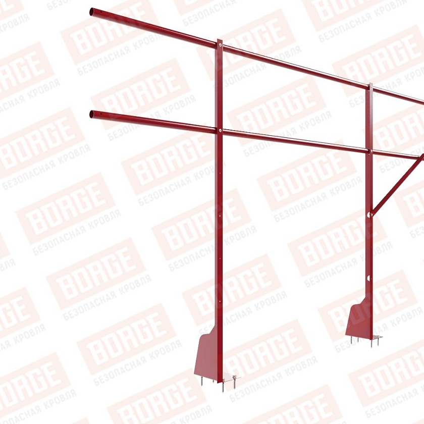 Ограждение плоских кровель Русский Рубеж Н-120, 3м, верхнее крепление, рубиново-красный (RAL 3003)