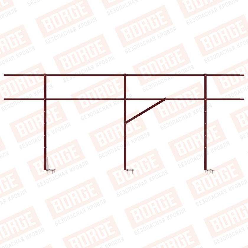 Ограждение плоских кровель Русский Рубеж Н-120, 3м, верхнее крепление, красное вино (RAL 3005)