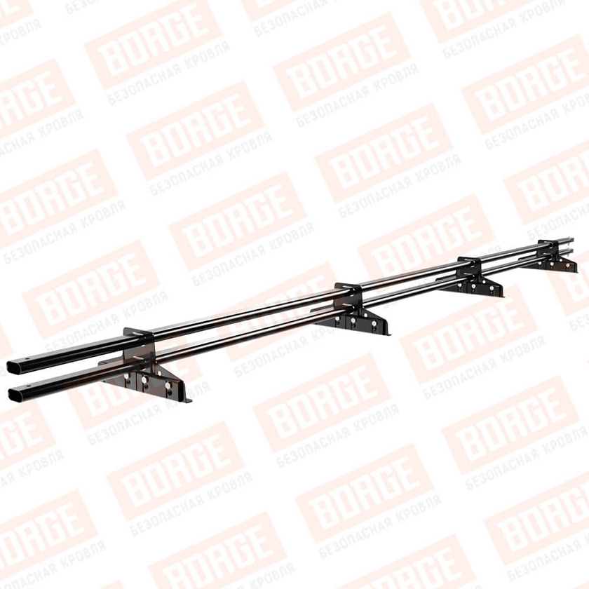 Снегозадержатель трубчатый BORGE 3м, 4 опоры, для фальцевой кровли, чёрный (RAL 9005)