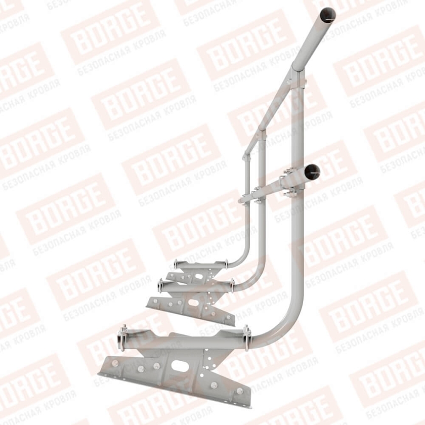 Ограждение кровельное BORGE H-90см, 3м, для фальцевой кровли, бело-алюминиевый (RAL 9006)