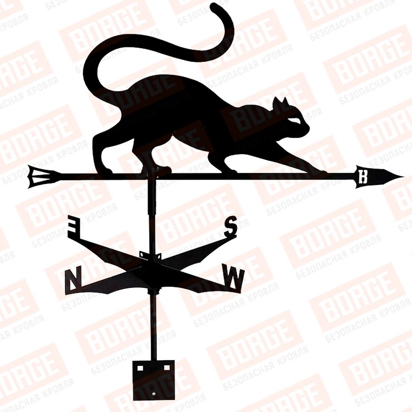 Флюгер BORGE Кошка, 700х350мм, чёрный (RAL 9005 matt)