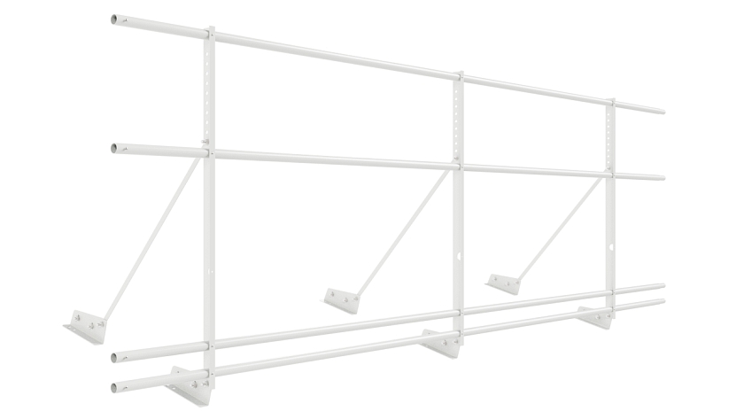 Ограждение кровельное NewLine H-90см, 3м, для фальц. кров., сигнально-белый (RAL 9003), с двумя доп. трубами