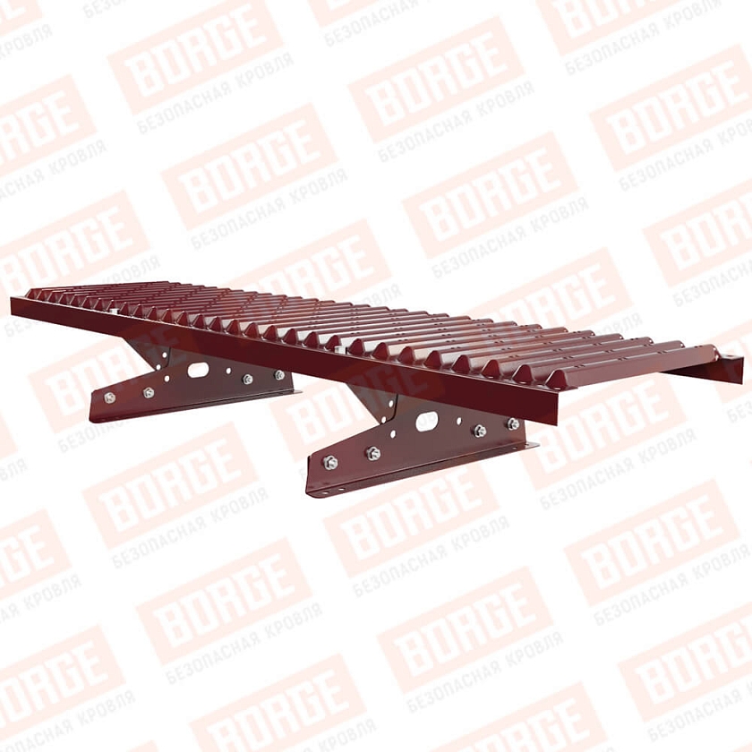 Мостик переходной Русский Рубеж 1,25м, для фальцевой кровли, красное вино (RAL 3005)