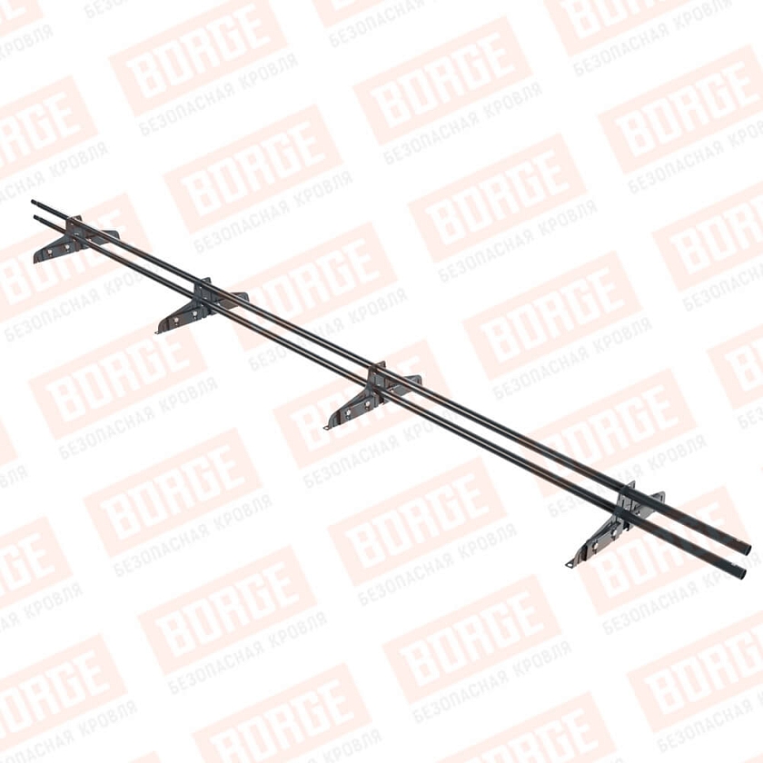 Снегозадержатель трубчатый Русский Рубеж D-25мм, 3м, 4 опоры, для фальц. кровли, антрацитово-серый (RAL 7016)