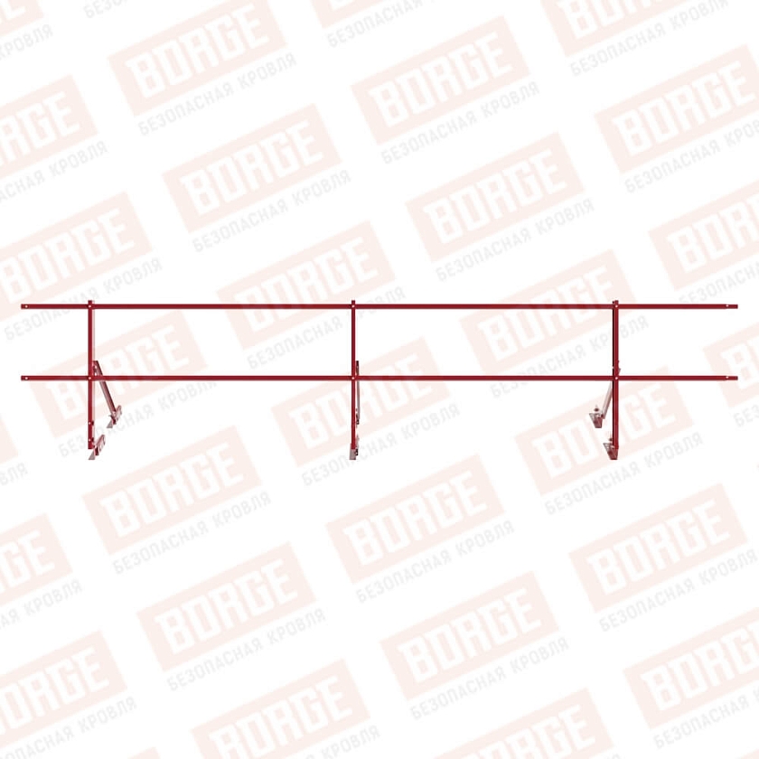 Ограждение кровельное Русский Рубеж H-60см, 3м, для фальцевой кровли, рубиново-красный (RAL 3003)