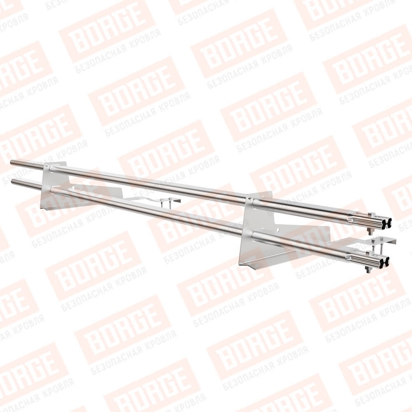 Снегозадержатель трубчатый BORGE 1,5м, 2 опоры, для черепичной кровли, цинк