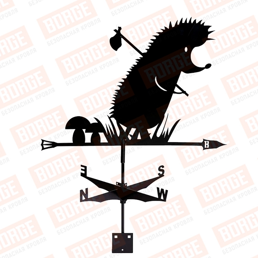 Флюгер BORGE Ежик в тумане, 700х500мм, чёрный (RAL 9005 matt)